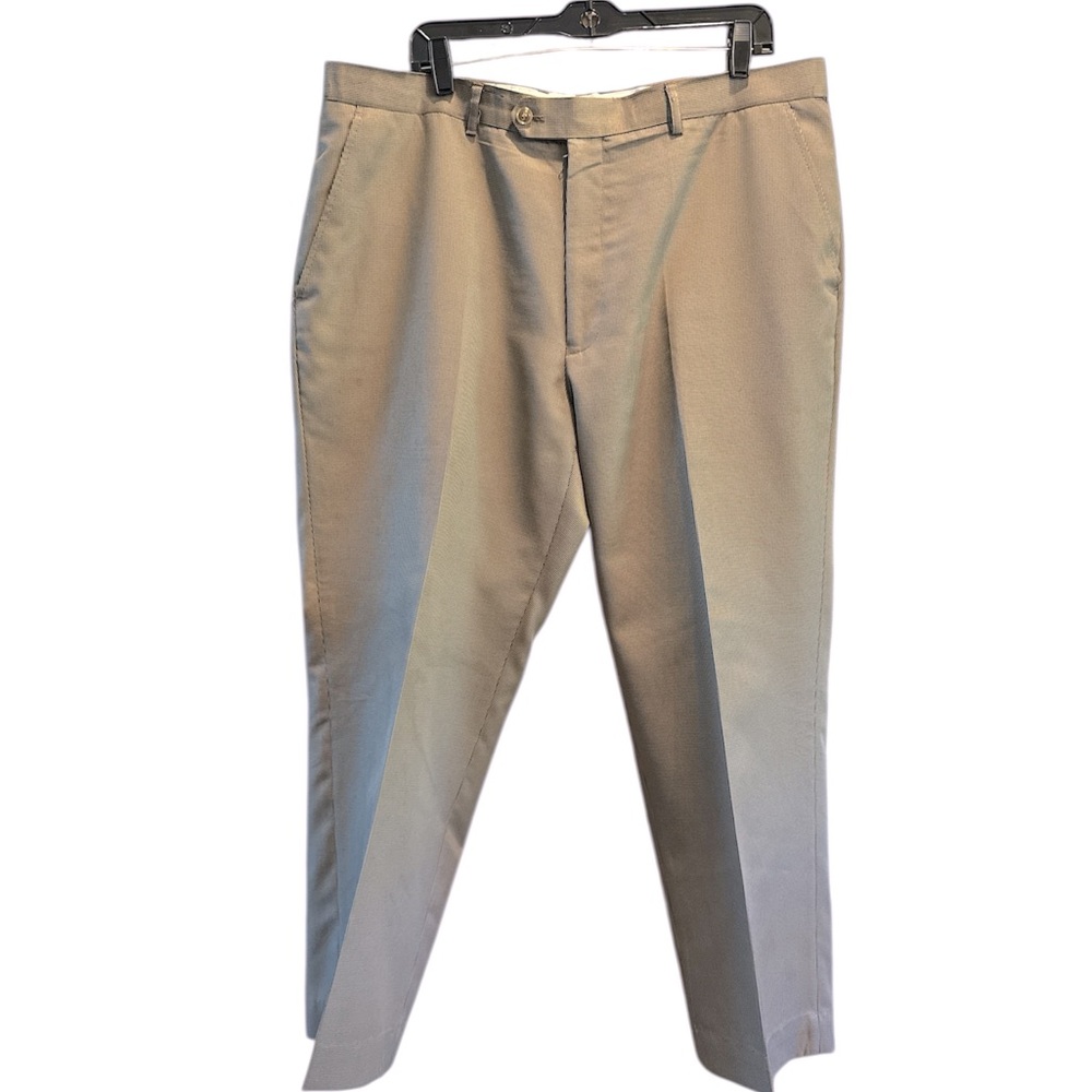 Carlos Russo Men’s Tan Checkered Dress Pants Straight-Leg size 39